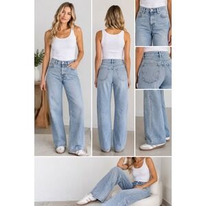 Carly Jean Los Angeles Dylan Dad Jean Light Wash High Rise Straight Leg Size 03